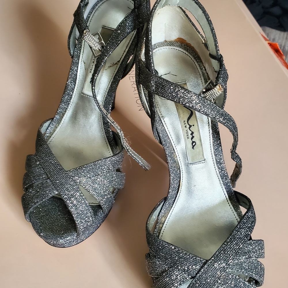 Nina Women's Glittering Silver Heels